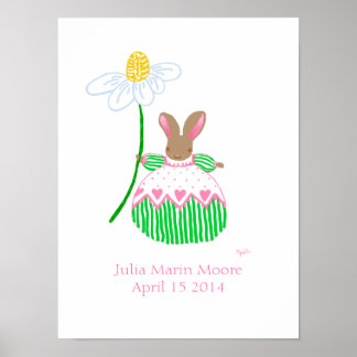 Póster Cartaz de aniversário da menina Fifi Bunny