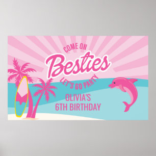 Poster Cartaz de Aniversário das Melhores Amigas da Praia