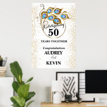 Cartaz de Aniversário de 50 anos de Casamento com 