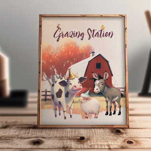 Poster Cartaz de Aniversário de Animais da Fazenda da Est