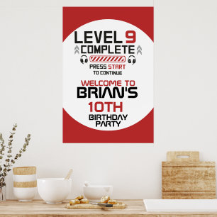 Poster Cartaz de Aniversário de Gamer Pendurado