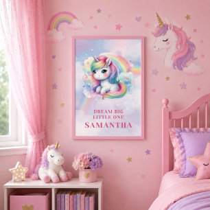 Poster Cartaz de Aniversário de Menina Cores Pastel Unicó