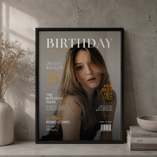 Poster Cartaz de Aniversário de Revista Personalizado Ele