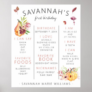 Poster Cartaz de Aniversário de Um Ano da Pequena Abóbora