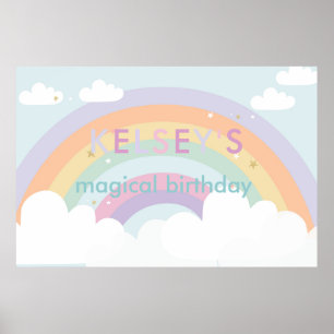 Póster Cartaz de Aniversário de Unicórnio Decorações de U