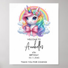Poster Cartaz de Aniversário de Unicórnio Mágico | Placa 