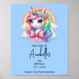 Poster Cartaz de Aniversário de Unicórnio Mágico | Placa 