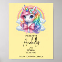 Cartaz de Aniversário de Unicórnio Mágico | Placa 