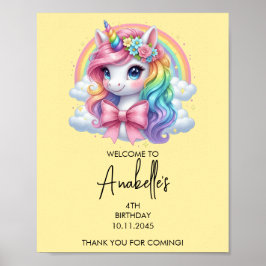 Poster Cartaz de Aniversário de Unicórnio Mágico | Placa 