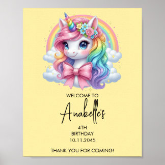 Poster Cartaz de Aniversário de Unicórnio Mágico | Placa