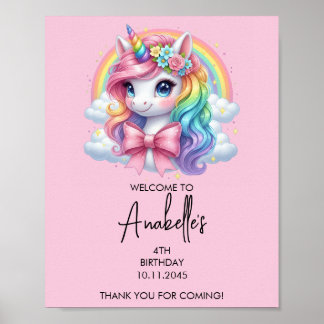 Poster Cartaz de Aniversário de Unicórnio Mágico | Placa