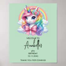 Cartaz de Aniversário de Unicórnio Mágico | Placa 