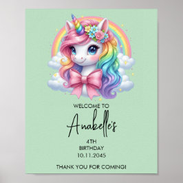 Poster Cartaz de Aniversário de Unicórnio Mágico | Placa 