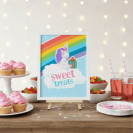 Poster Cartaz de Aniversário Doces Guloseimas Unicórnio F