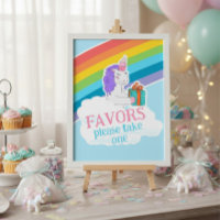 Cartaz de Aniversário Favoritos Arco-íris Unicórni