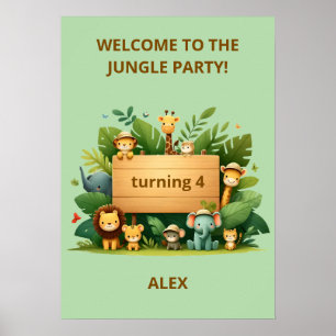 Poster Cartaz de Aniversário Jungle Safari Personalizado