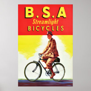 Poster Cartaz de anúncio de bicicleta britânica BSA dos a