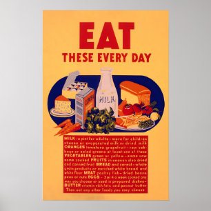 Poster Cartaz de anúncio de comida antiga – Coma estes to