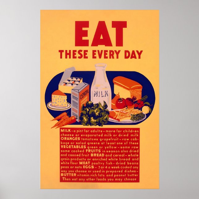 Poster Cartaz de anúncio de comida antiga – Coma estes to (Frente)