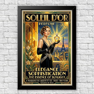 Poster Cartaz de anúncio de perfume Art Déco vintage