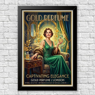 Poster Cartaz de anúncio de perfume Art Déco vintage