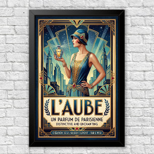 Poster Cartaz de anúncio de perfume Art Déco vintage