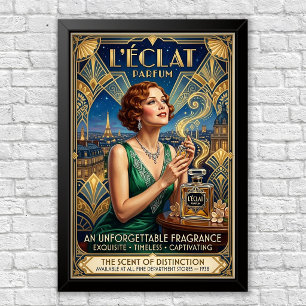 Poster Cartaz de anúncio de perfume Art Déco vintage