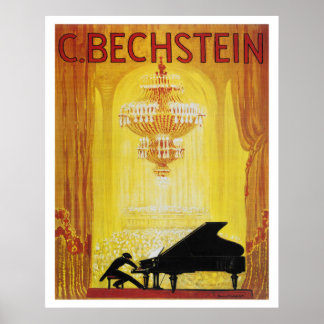 Poster Cartaz de Anúncio de Piano Alemão dos Anos 1920