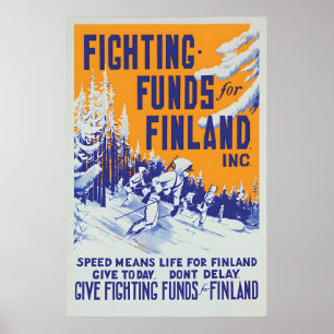 Poster Cartaz de Apoio à Finlândia Propaganda Americana d
