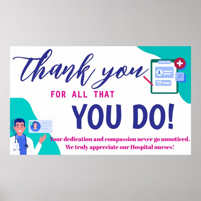 Poster Cartaz de Apreciação de Enfermeiro - Obrigado Saúd (Frente)