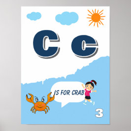 Poster Cartaz de Aprendizado de Alfabeto Colorido Letra C