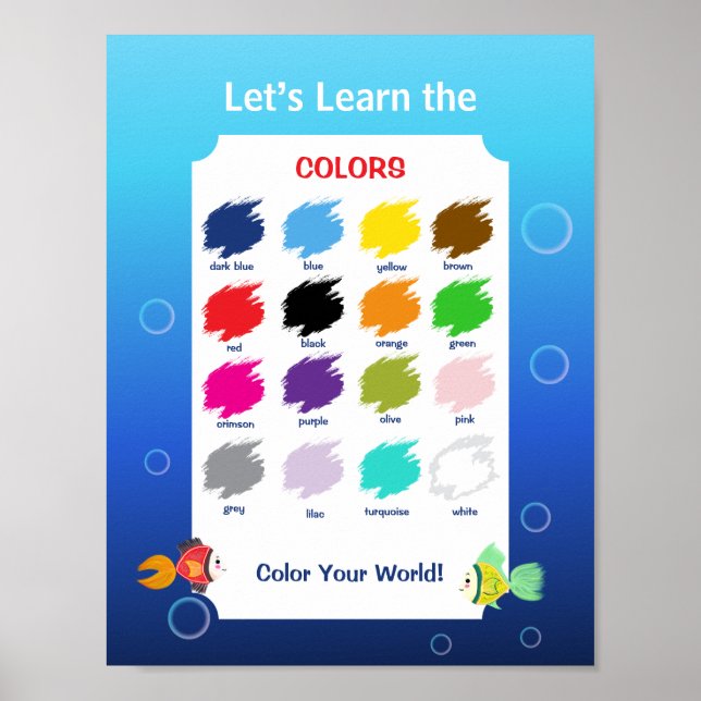 Poster Cartaz de Aprendizado de Cores para Crianças | Tem (Frente)