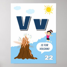 Poster Cartaz de Aprendizado do Alfabeto Colorido Letra V