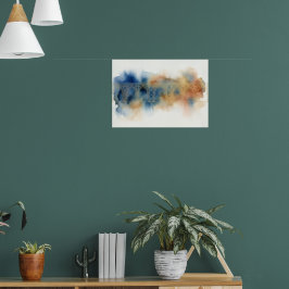 Poster Cartaz de Aquarela Abstrata em Azul Ocre