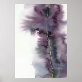 Poster Cartaz de Aquarela Abstrata em Ouro Roxo