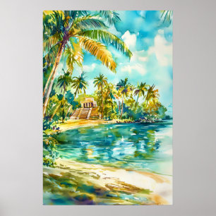 Poster Cartaz de aquarela de Belize Aquarela 2
