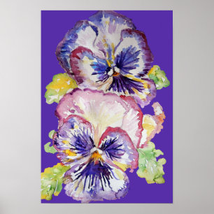 Poster Cartaz de Aquarela de Flores Florais de Arte de Pa