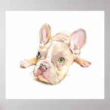 Cartaz de Aquarela do Bulldog Francês, Arte para P