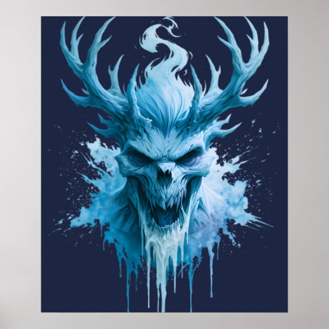 Poster Cartaz de Aquarela do Demônio de Gelo (Frente)