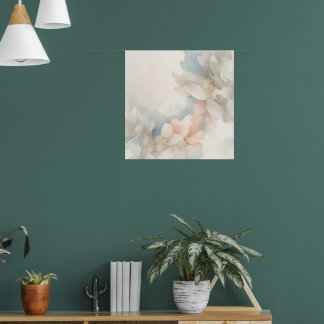 Poster Cartaz de Aquarela Floral Suave | Botânica Rosa