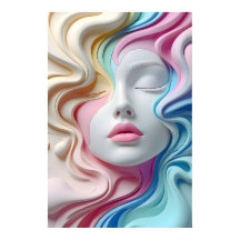 Cartaz de Arte Abstrata 3D Pastel Moderna de Rosto