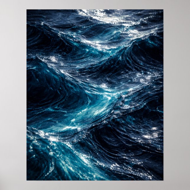 Poster Cartaz de Arte Abstrata com Ondulações de Água do  (Frente)