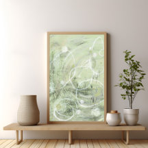 Cartaz de arte abstrata contemporânea em verde sal