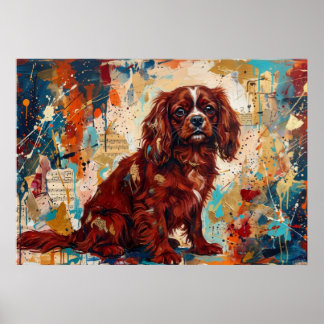 Poster Cartaz de Arte Abstrata do Cavalier King Charles S