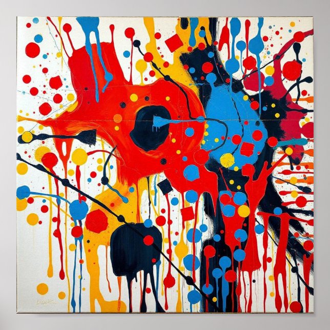 Poster Cartaz de Arte Abstrata em Aquarela com Estética S (Frente)
