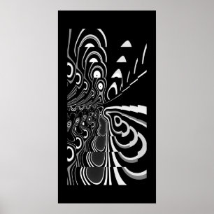 Póster Cartaz de Arte Abstrata Ultra Moderno Preto Branco