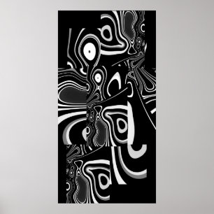 Póster Cartaz de Arte Abstrata Ultra Moderno Preto Branco