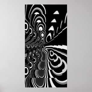 Poster Cartaz de Arte Abstrata Ultra Moderno Preto Branco