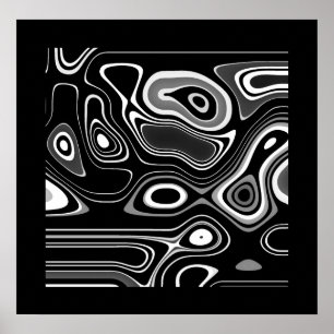 Poster Cartaz de Arte Abstrata Ultra Moderno Preto Branco