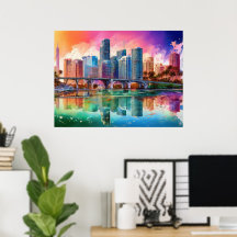 Cartaz de Arte Abstrata Vibrante de Miami